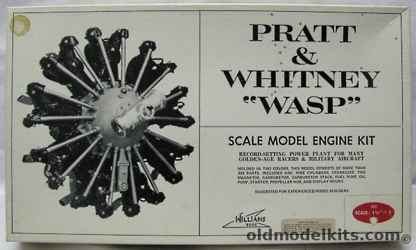 Williams Brothers 1/8 Pratt & Whitney Wasp R-1340 Radial Aircraft Engine, 307 plastic model kit